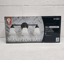 Hampton Bay 24" Ashhurst 3-Vanity Light Oil Rubbed Bronze Frosted White Glass
