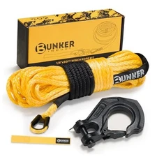  1/4" x 50' Synthetic Winch Rope Kit,11023LBS Winch Line with Protective yellow