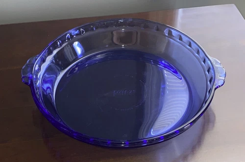 Vintage PYREX Cobalt Blue Glass Fluted Pie Baking Dish #229