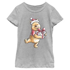 Girl's Winnie the Pooh Adorable Christmas Gift Sketch T-Shirt