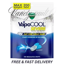 Vicks VapoCool Fast Sore Throat Relief Winterfrost 200 Medicated Drops