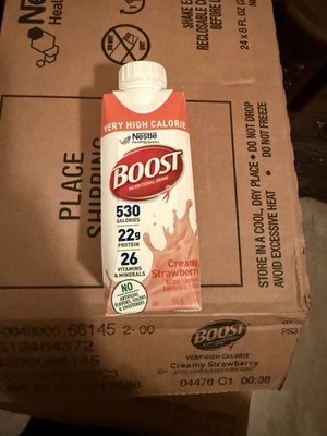 Boost Very High Calorie Nutritional Drink Creamy Strawberry 24 Count 8oz Each