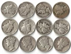 Mercury Dimes Lot of 12 90% Silver - 1930's to 1940's  [47A]