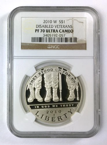 2010-W Disabled Veterans Silver Commemorative Dollar – NGC PF 70 Ultra Cameo