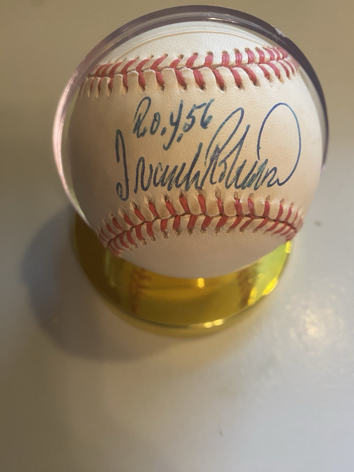 Frank Robinson Autographed Signed Baltimore Orioles " ROY 56 " NL Ball W/ Cube JSA COA 