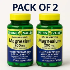 Spring Valley Magnesium 200mg – Pack of 2 – High Absorption – Sleep & Bone Healt