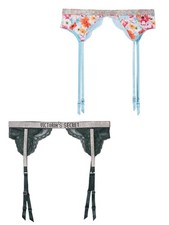 Victoria's Secret Shine Strap Lace Floral / Green Garter Belt Size XS-S / M-L