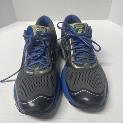 Men s Size 12.5 Brooks Ghost 9 Gray with Blue And Black Accents
