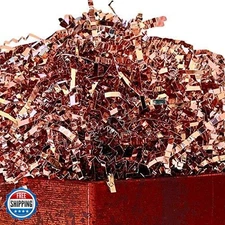 UNIQOOO 1 LB Metallic Rose Gold Crinkle Cut Paper, Pink Grass Shredded Paper 
