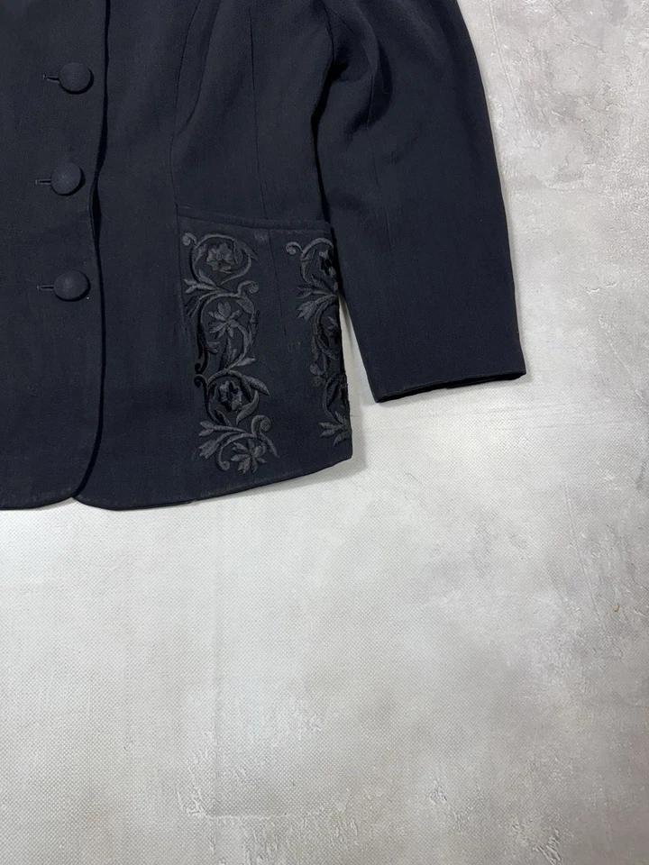 Blazer De Colección Jil Sander Años 80 Lana Bordada Para Mujer Talla 38 Hecho en Alemania Occidental Foto 3 de 4