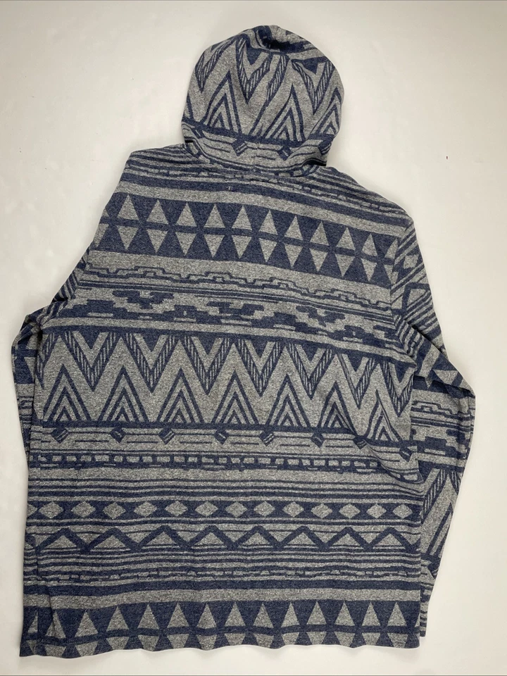 On The Byas Sudadera con Capucha Camisa Henley Para Hombre XL Mezcla de Algodón Azteca Bolsillos Azul Gris Foto 3 de 4
