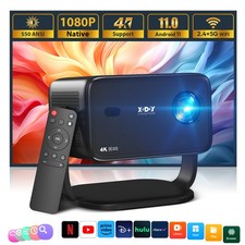 4K Smart Projector 550ANSI LED 1080P WiFi Bluetooth UHD Home Theater US