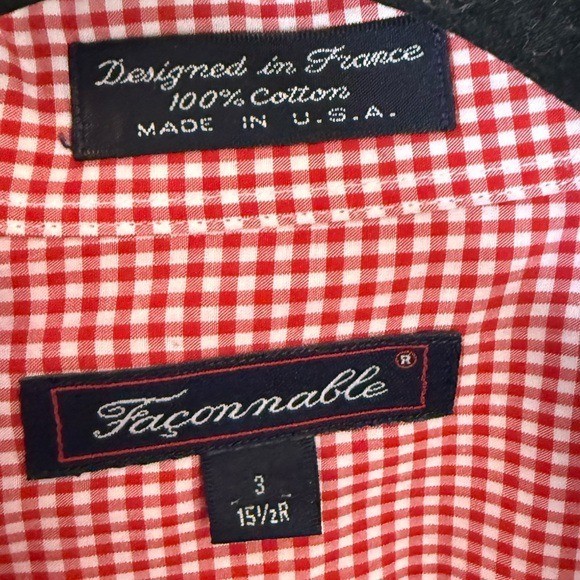 Facconable Red Gingham Cotton Button Down Shirt d… - image 4