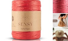 Sensy Premium 438 Yards Raffia Paper, Paper Ribbon 1 Skein Red