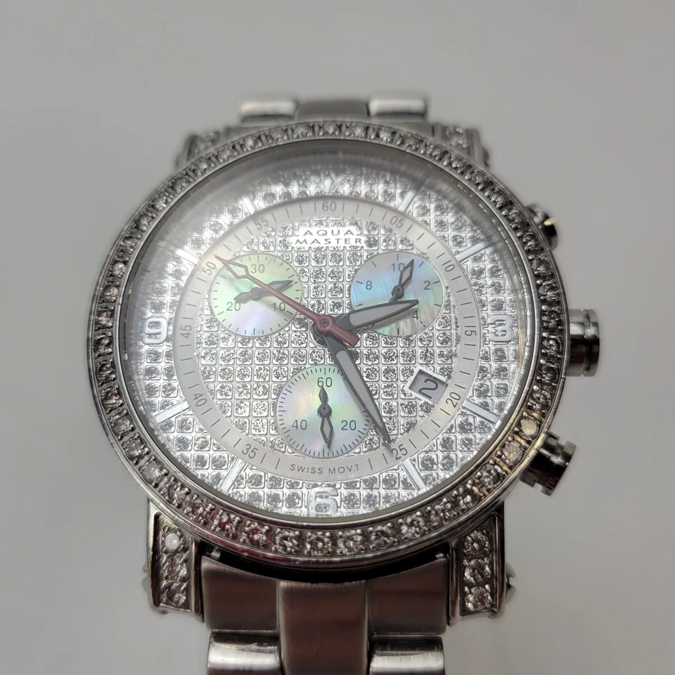 Aqua Master Luxury Unisex SAM94L Diamond Chronograph Watch 37mm - Image 4 of 4