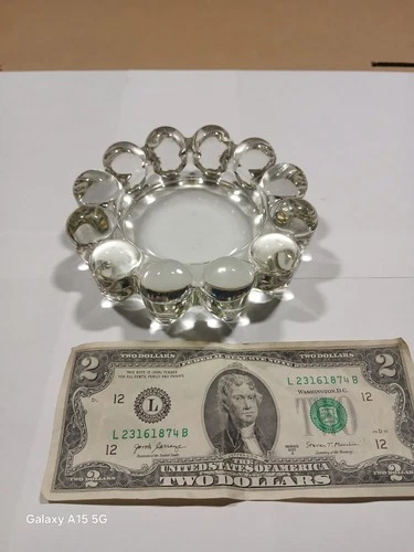 Vintage 1960's Anchor Hocking Nova-Boopie Bubble Glass Ashtray/Trinket Dish USA