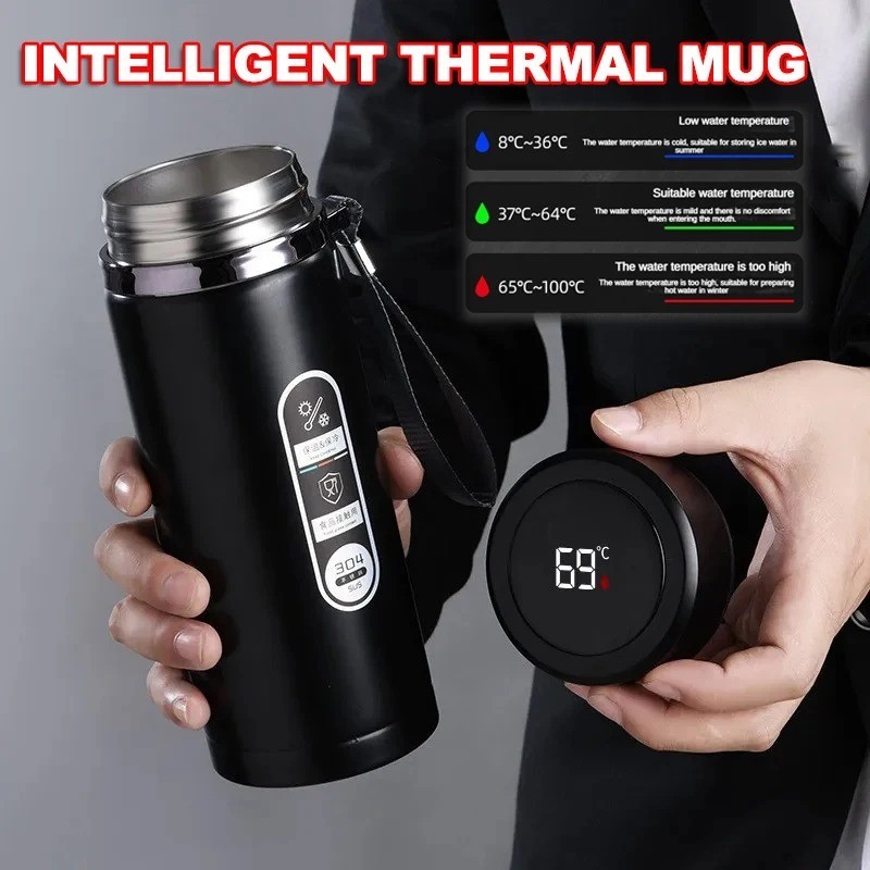 Botella térmica inteligente de acero inoxidable con pantalla de temperatura de 500 ml-1 L SUS304