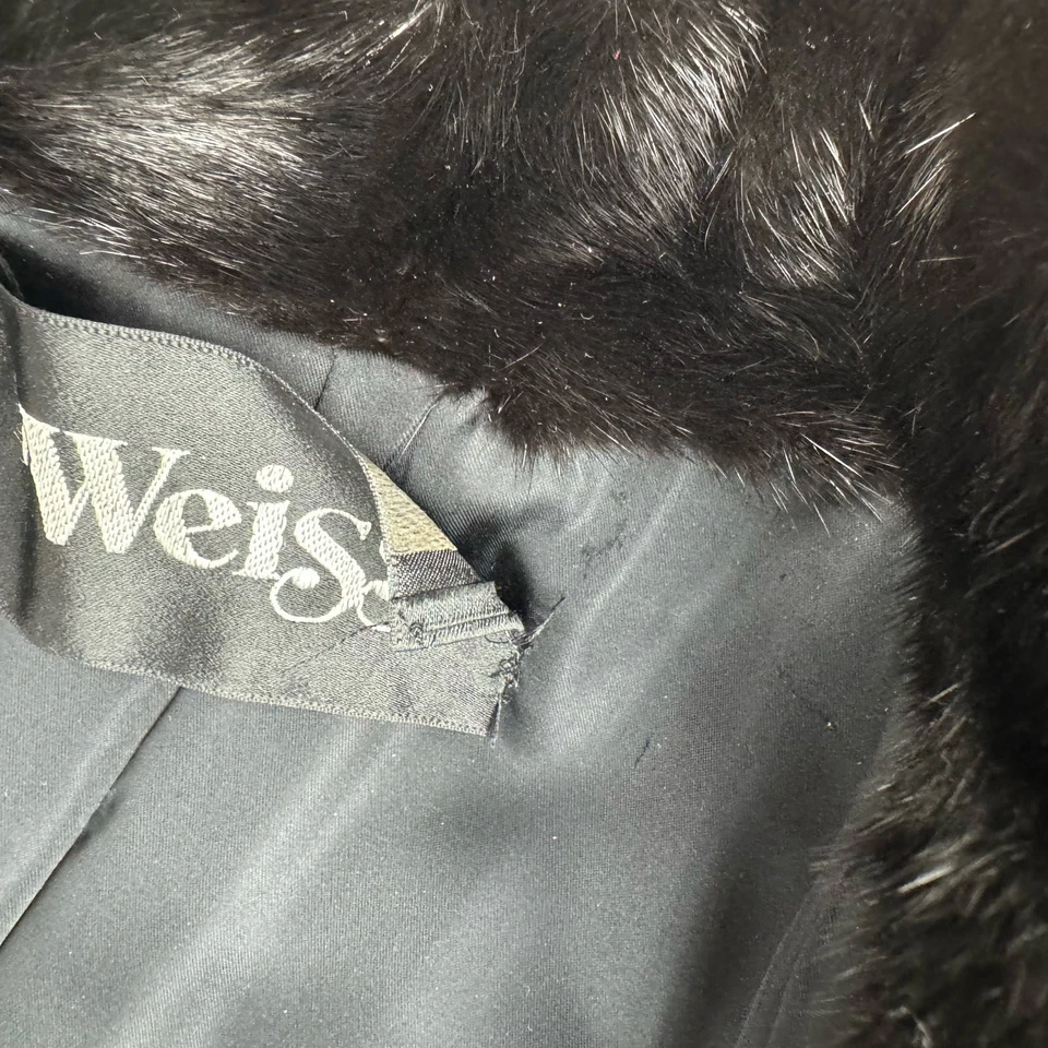 Abrigo de piel Wiess vintage talla 14 visón rancho negro longitud completa forrado satinado genuino Foto 4 de 4