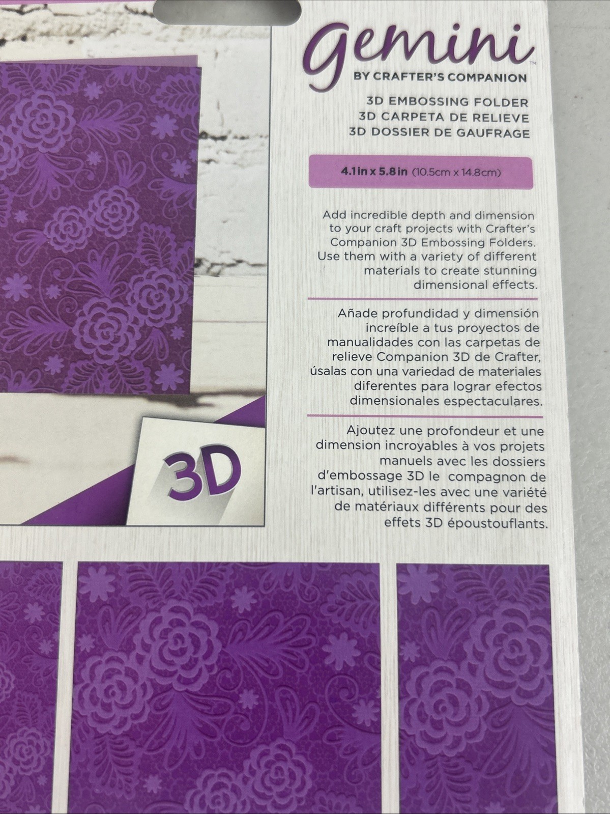 Gemini 3D Embossing Folder Blossoming Lace Flowers Crafter’s Comapnion 4.1x5.8”