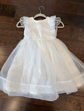 Trish Scully Girls White Butterfly Flower Girl Dress Sz. 8  sister Match Sz. 5