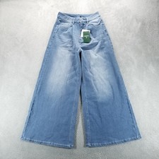 Halara Jeans Womens S Blue Wide Leg Baggy High Rise Medium Wash Stretch