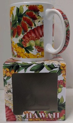 NEW Leis Of Beauty Hawaiian mug tropical Floral colorful In The Box ABC Stores