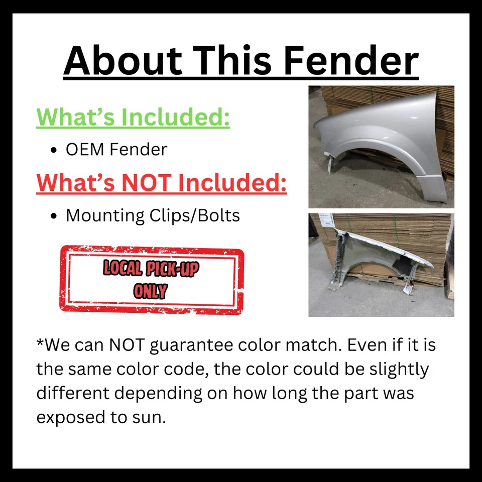 2016 Nissan Versa Driver Esquerdo Fender Sedan Cinza OEM Usado Apenas Pickup Local - Imagem 3 de 4