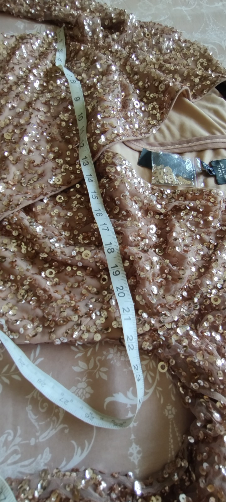 Adriana Papell  Rose Gold Sequin Wrap Occasion Dress Size 20 BNWT (RRP £200) image 6
