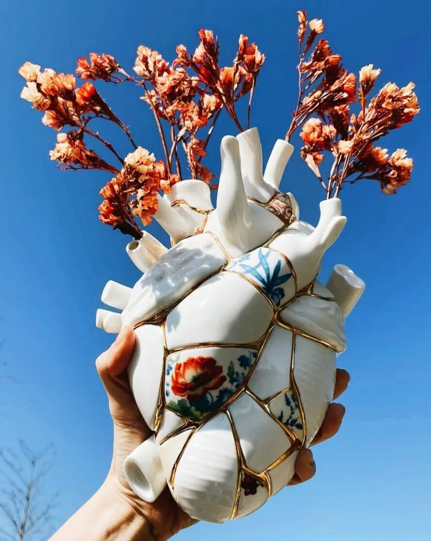 Vase Seletti Love In Bloom Kintsugi Multicolor - Objet Design Unique Pour Fleurs