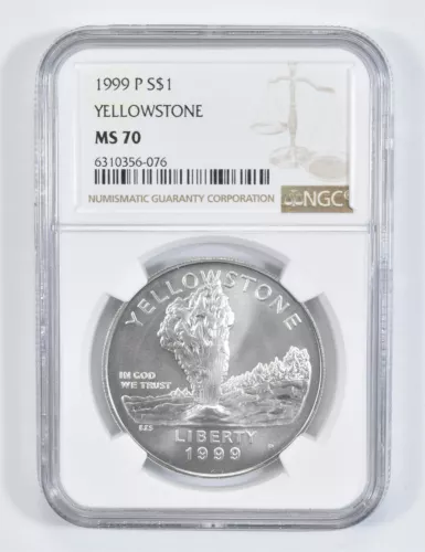1999 P Yellowstone Park Commemorative Silver Dollar NGC MS70
