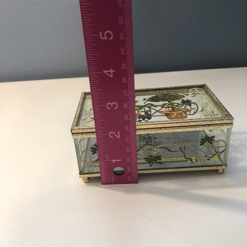 Beautiful hand painted glass/mirror trinket / jewelry /box Gold trim - Picture 12 of 12
