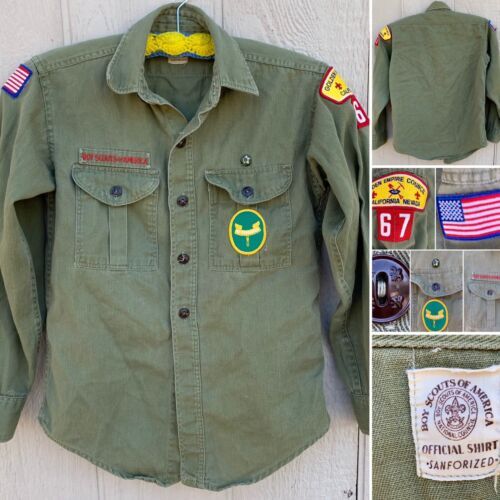 Vintage Boy Scouts Shirt Boys Size 12 Blue 60s 70s No Collar Vintage Boy Scouts Shirt Boys Size 12 Blue 60s 70s No Collar