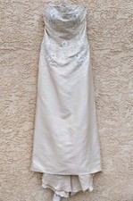 Montage Wedding Gown Silk Beaded Rhinestone Beige Cream Formal Prom Strapless 10