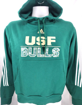 NEW South Florida USF Bulls Green Adidas Hooded Hoodie Sweatshirt Men's L
