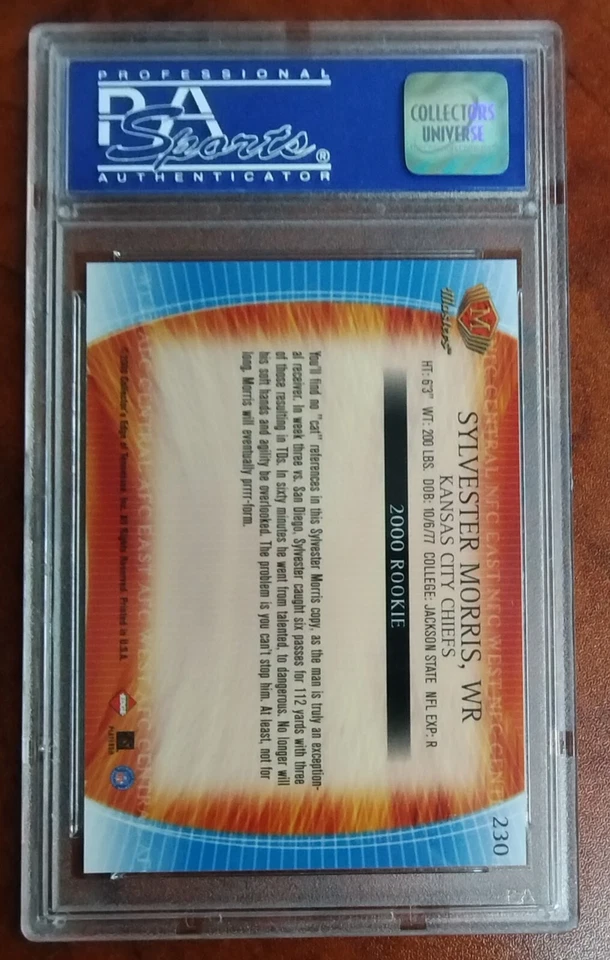 2000 EDGE MASTERS RETAIL FOOTBALL #230 SYLVESTER MORRIS RC PSA 10 GEM MINT - Image 2 of 2