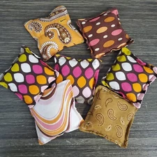 Handmade Bean Bag Set (7) MOD Groovy Fidget Toys Funky Print Physical Therapy