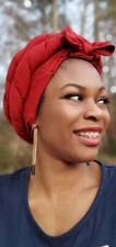 Red African Pre-tied Modu Head wrap-DPREDPT