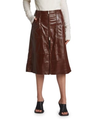 AMBUSH A-Line Leather Worker Skirt, Belt loops, 2 way zip, 36 (US 0) $2,545 NWT