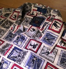 Vintage CHAPS RALPH LAUREN Snow Skiing Print Button Front Shirt Mens Sz XL