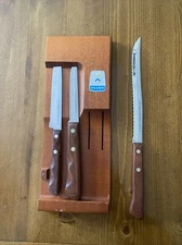 Flint Knife Block & Knife Set 8” Serrated Waverly 6” Serrated 5” Vanadium USA