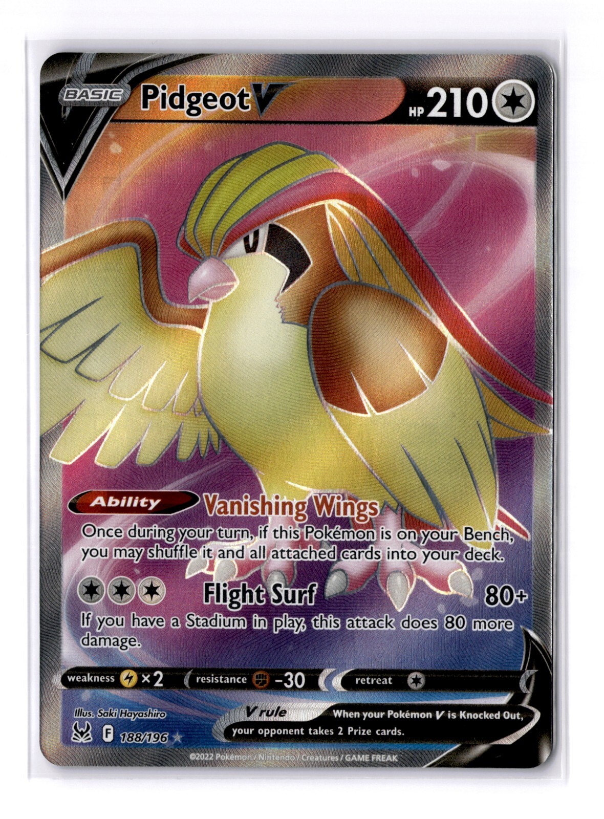 Pidgeot V (Full Art) - 188/196 Sword & Shield Lost Origin Ultra Rare - NM