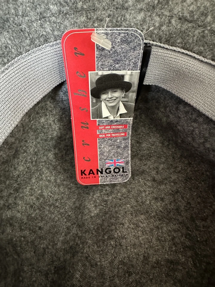 Sombrero de bombín Kangol gris Derby Cap ajuste elástico trituradora de lana años 80 hecho en Reino Unido mediano Foto 4 de 4