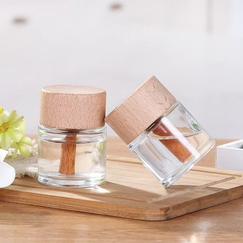 Glass Diffuser Bottles with Wooden Cap 50ml Perfume Bottle Car Office Use - Picture 3 of 12