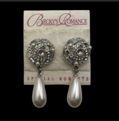 Rhinestone and Faux Pearl Special Occasion Earrings