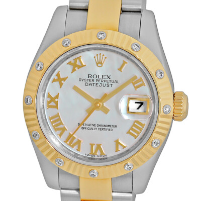 ROLEX Steel & 18K Yellow Gold Diamond Datejust MOP Dial 179313 Box