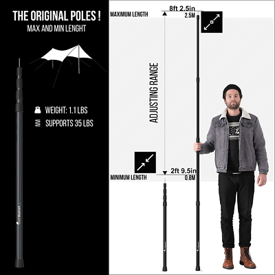 GREEN ELEPHANT Telescoping Tarp Poles | Adjustable Tent Poles for