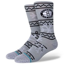 New Stance Infiknit Socks Nets Frosted 2 Mens size 9-13 NBA Basketball