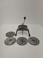 Vintage Mouli Shredder Salad Maker w/ 4 Discs Rotary Grater Slicer France