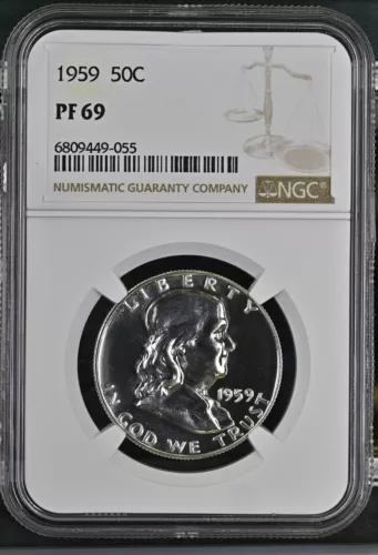 🌟1959 Proof Franklin Half Dollar 50c NGC PF69 (PR69)  100% White/Spotless!