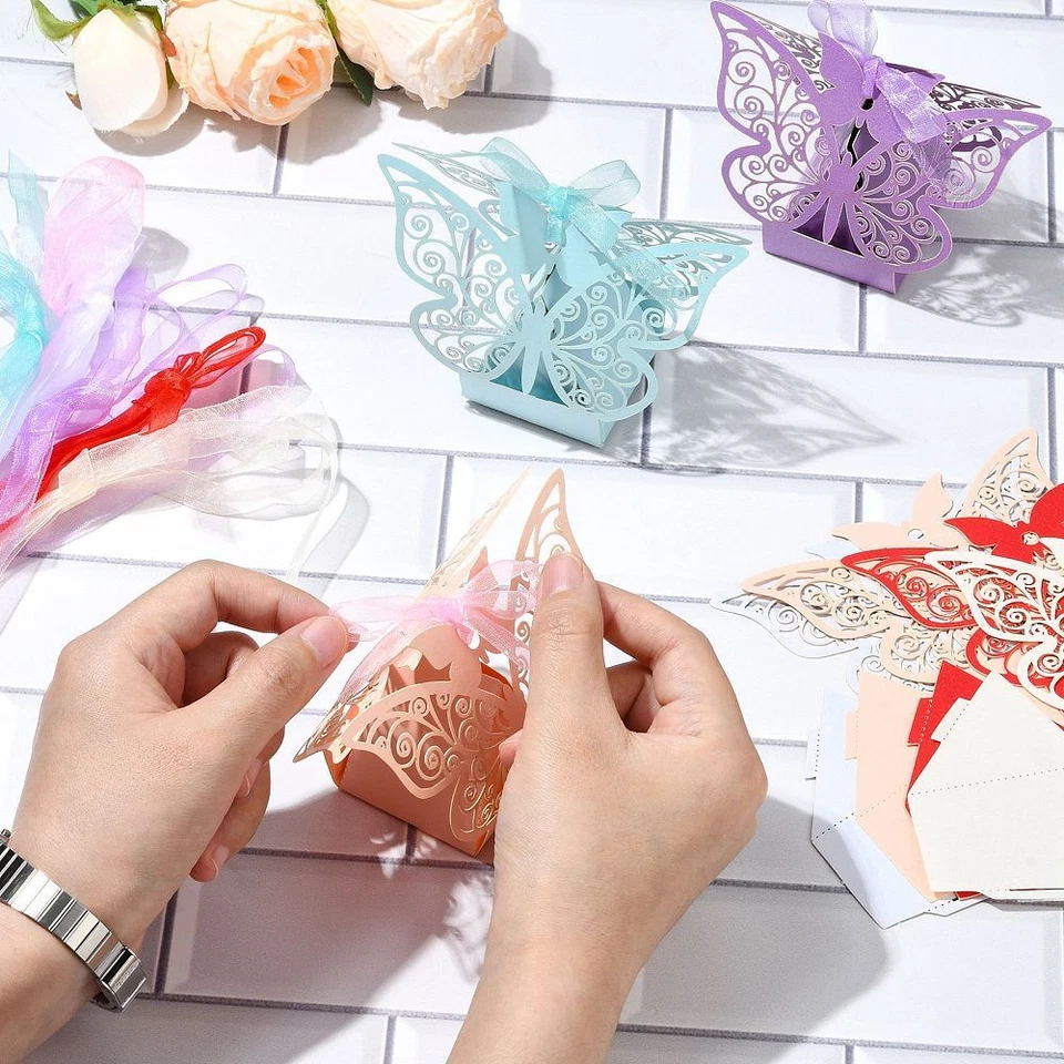 30x Cajas de Embalaje de Regalo de Caramelos de Papel Mariposa Caja de Almacenamiento Plegable Foto 4 de 4